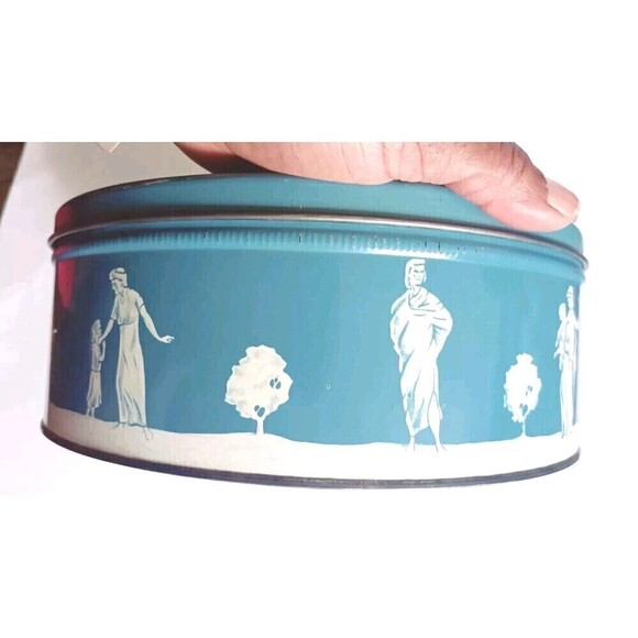 Deer Park Baking Metal Tin Round Wedgewood Goddess Angels  Design Blue Vintage - Picture 3 of 8